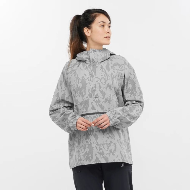 Grey Salomon Outlife Ripstop Half Zip Women\'s Windbreaker | IE JQ3189